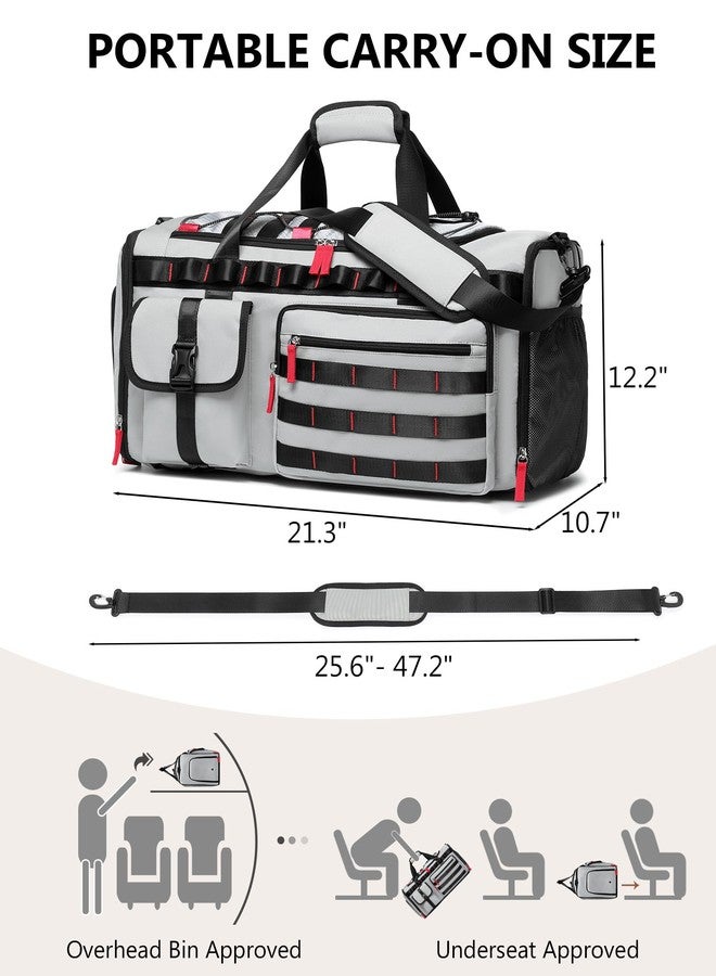 MCBD Gym Bags for Men & Women, 45L Travel Duffle Sports Backpack with Shoes & Laptop Compartment, Large Workout Carry On Bag Weekender Overnight Tote, Grey - Image 2